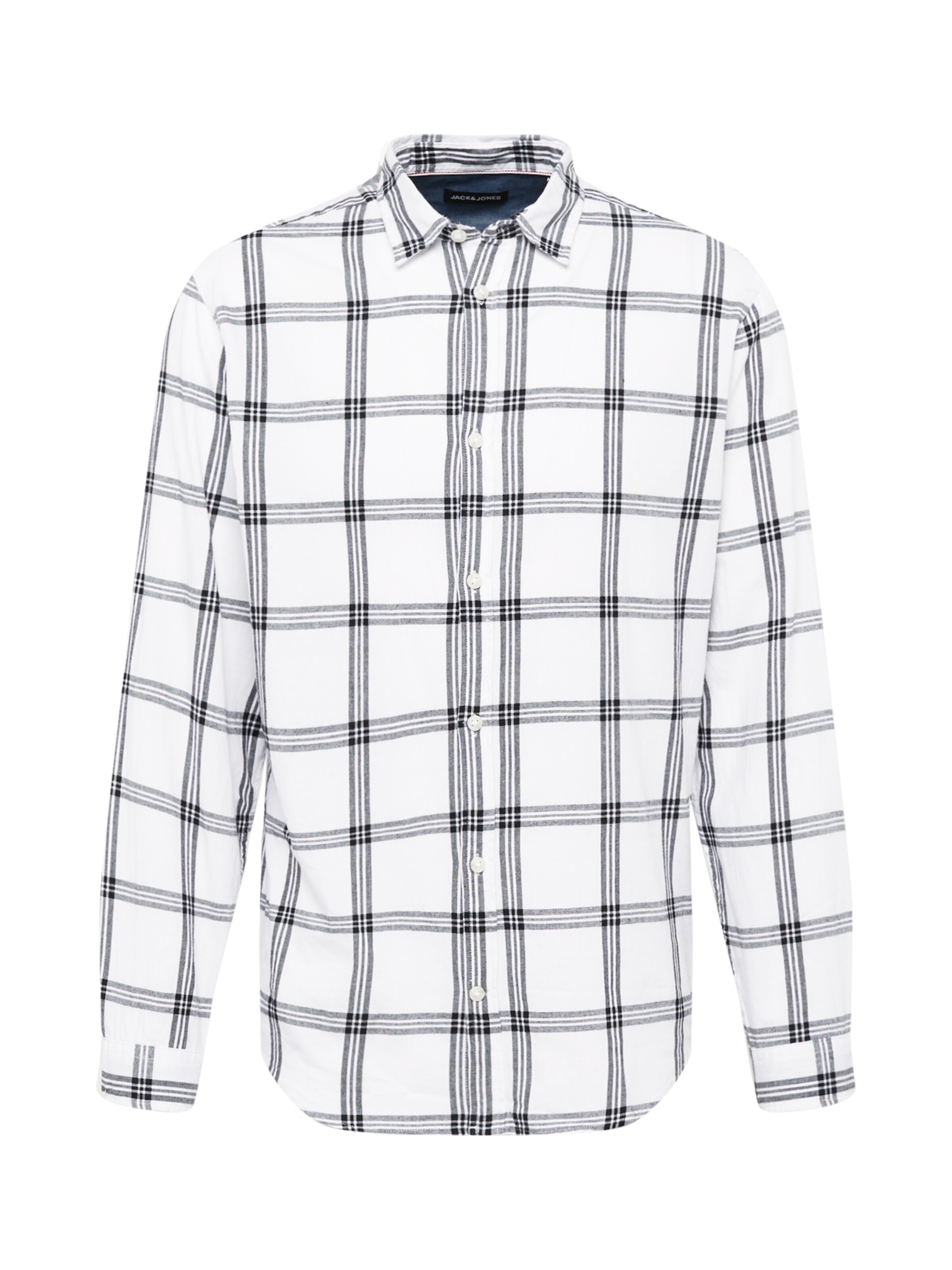 JACK & JONES Button Up Shirt 'Gingham' in White: front