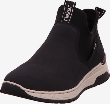 Slip on 'Stiefel Damen M0053-14 Leder-Mix in blau' Rieker en noir : devant