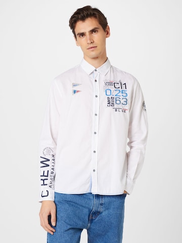 CAMP DAVID Regular fit Button Up Shirt 'Laser Sailing' in White: front