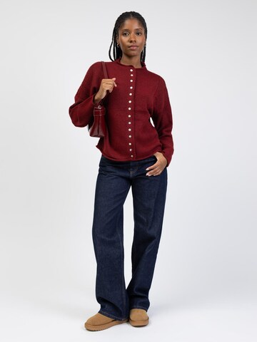 BROKE + SCHÖN Knit Cardigan 'Strickjacke mit Stehkragen' in Red