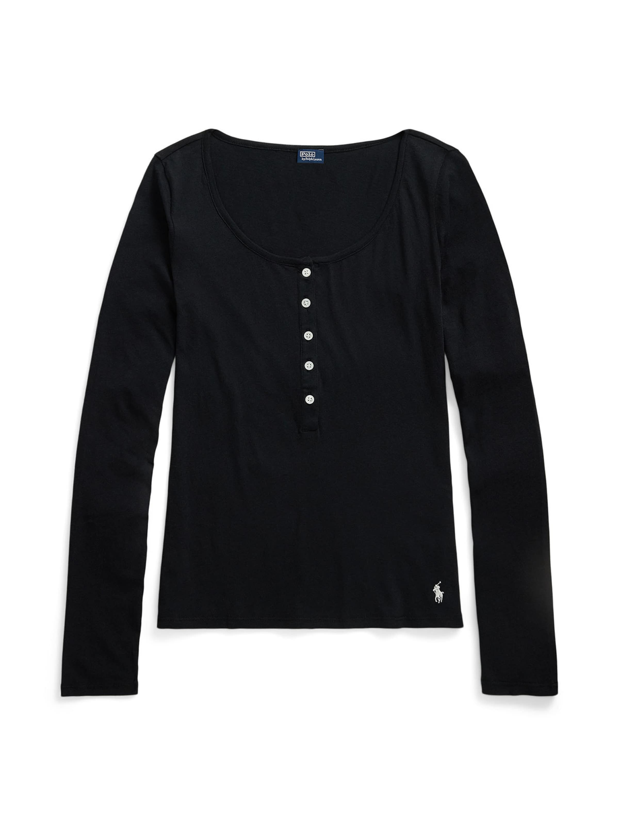 Polo Ralph Lauren Longsleeve ' Whisper Weight Cotton ' in Schwarz: Vorderseite