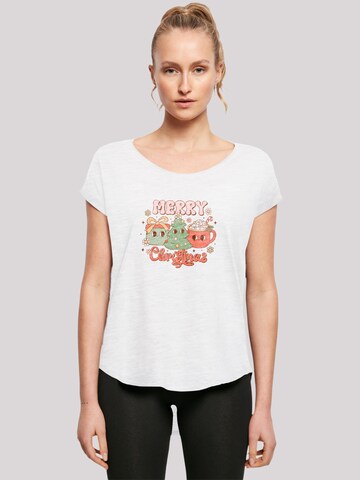 T-shirt 'Merry Christmas' F4NT4STIC en blanc : devant