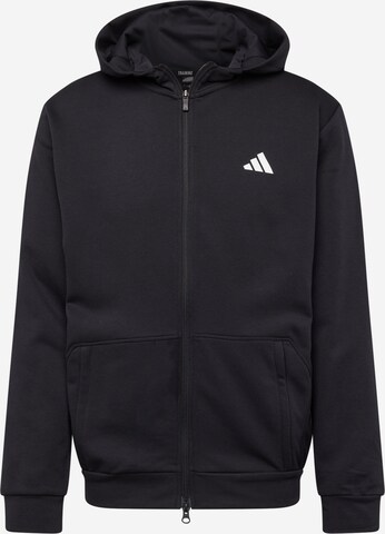 ADIDAS PERFORMANCE - Sudadera con cremallera deportiva 'Pump Workout' en negro: frente