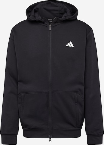 ADIDAS PERFORMANCE Athletic Zip-Up Hoodie 'Pump Workout' in Black: front
