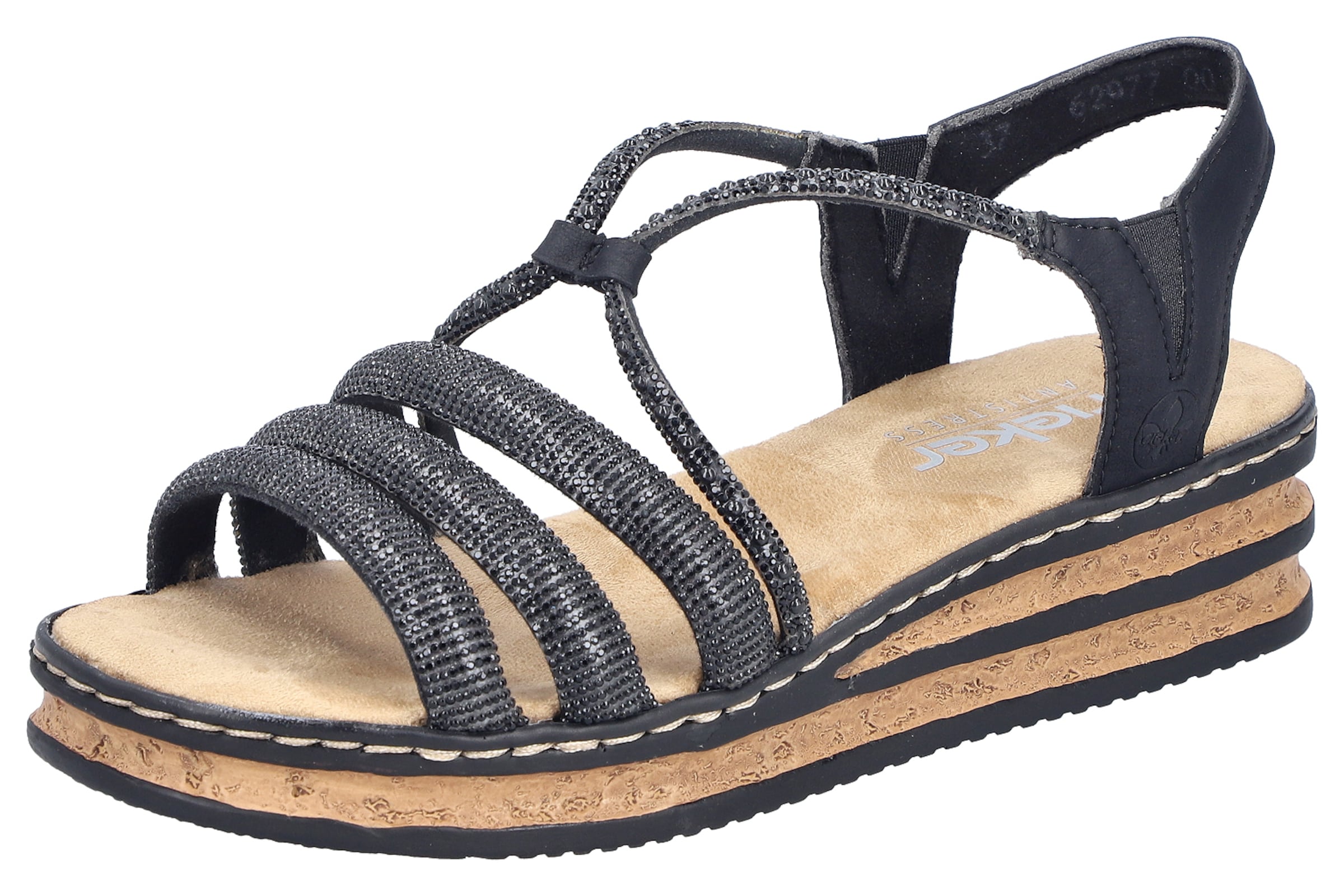 Sandales '62977' Rieker en noir : devant