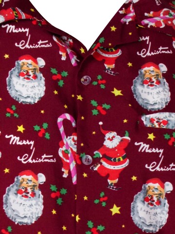 King Kameha Regular fit Button Up Shirt 'Christmas Candycane' in Red