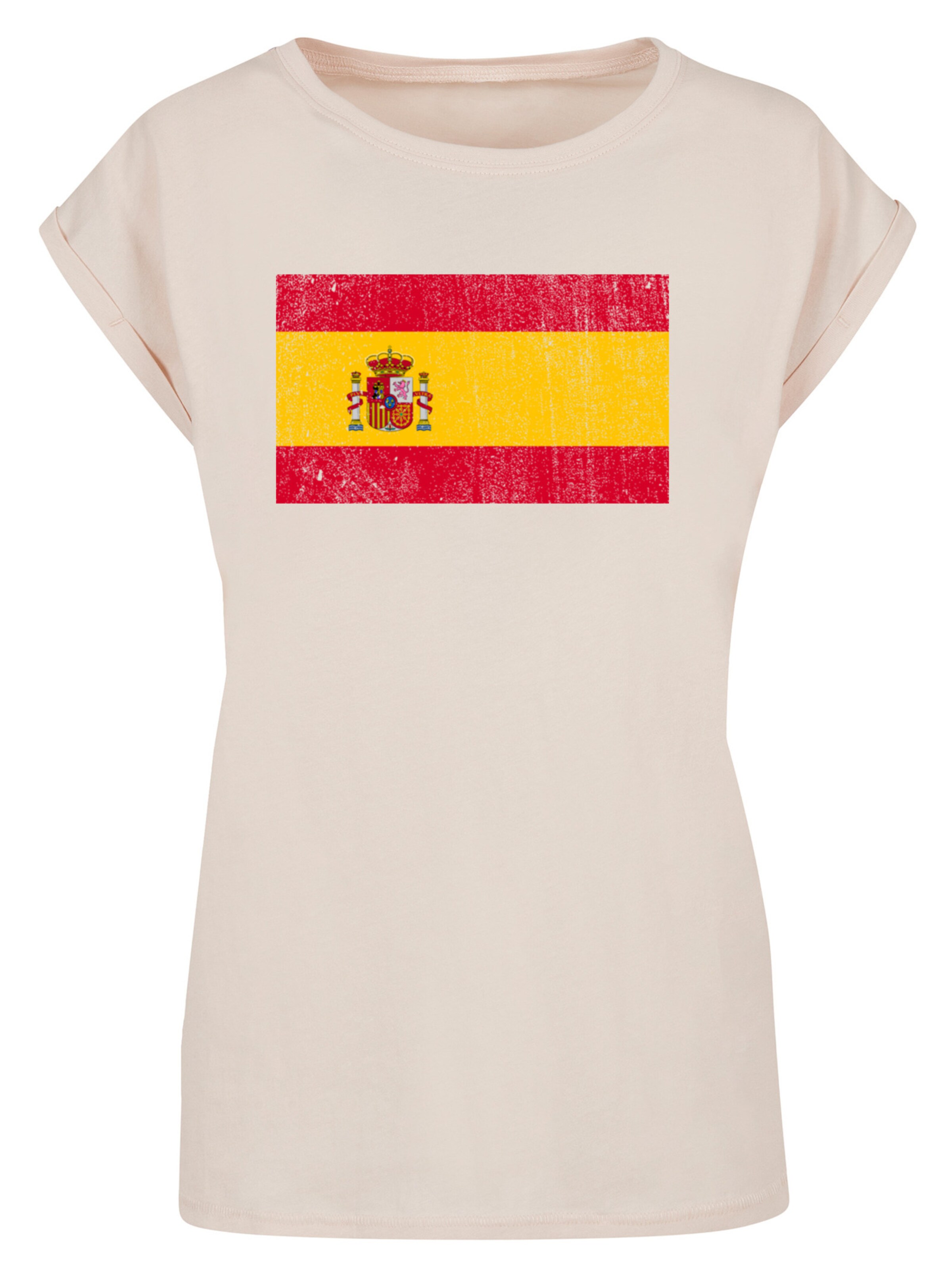 F4NT4STIC Shirt 'Spain Spanien Flagge distressed' in Beige: voorkant