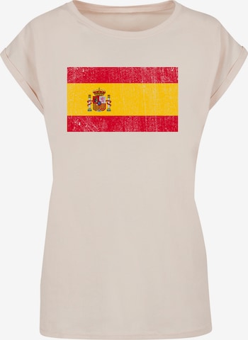 F4NT4STIC Shirt 'Spain Spanien Flagge distressed' in Beige: voorkant