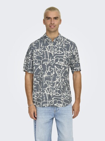 Only & Sons Slim fit Overhemd 'ONSBud' in Grijs: voorkant
