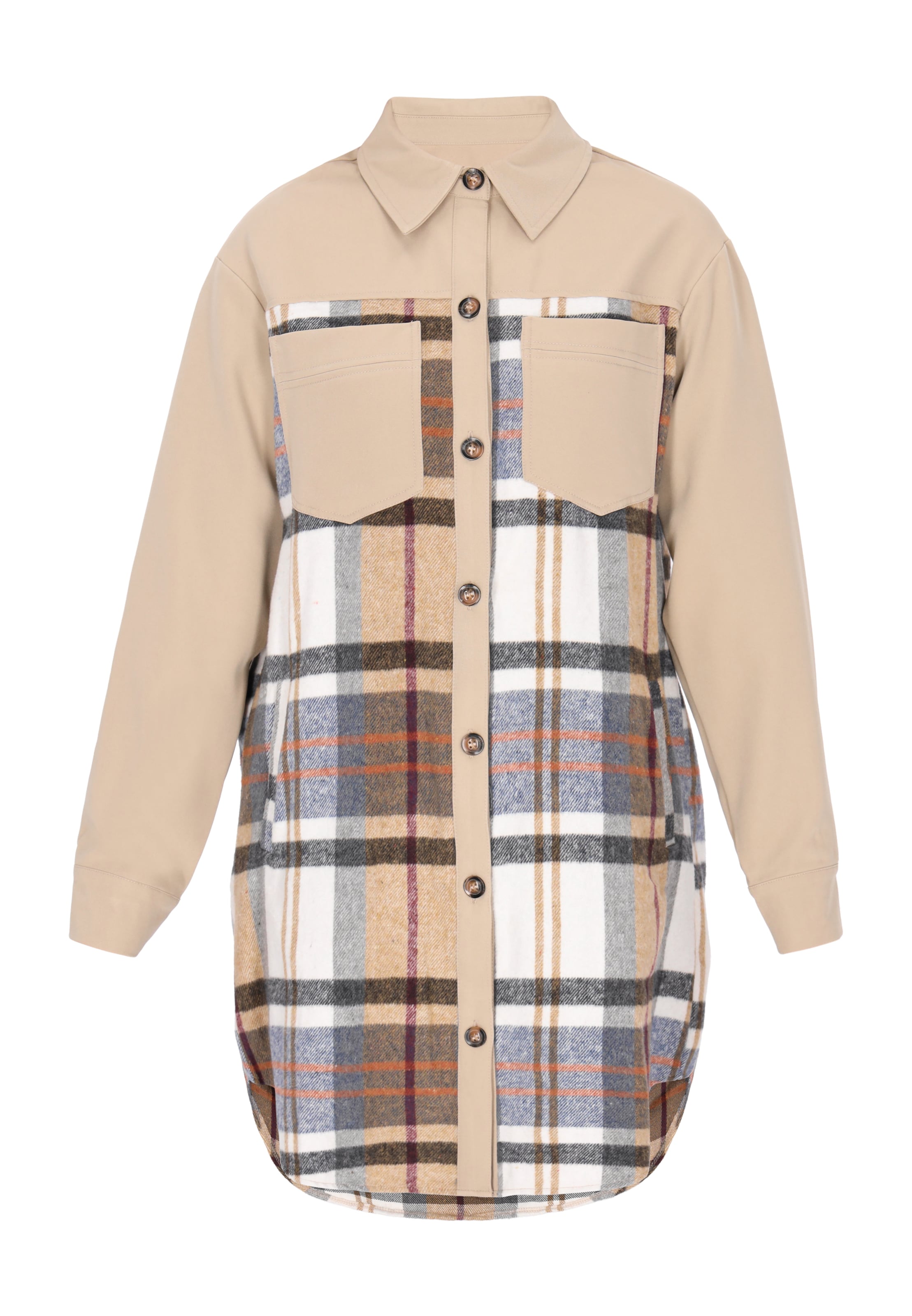 SANIKA Bluse i mørkebeige / cognac / sort / hvid, Produktvisning