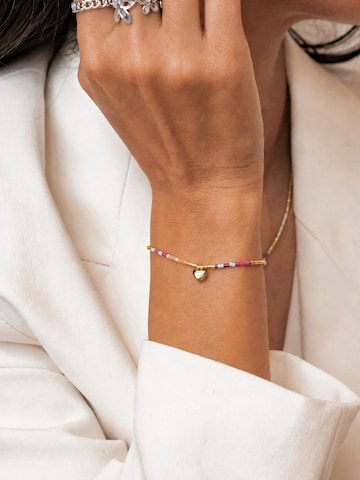 Braccialetto 'Summer Bead Heart' di Hey Happiness in argento