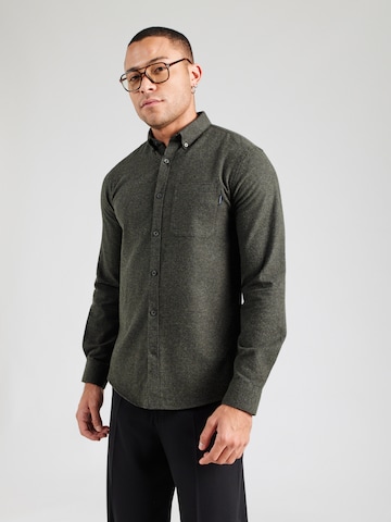 Lindbergh - Ajuste regular Camisa 'Brushed' en verde: frente