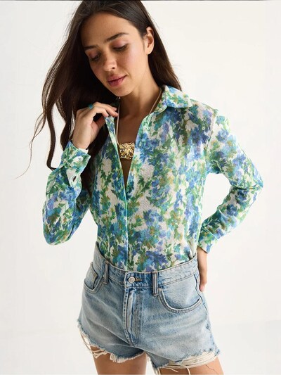 Bianco Lucci Chemisier en bleu / olive / blanc, Vue avec produit