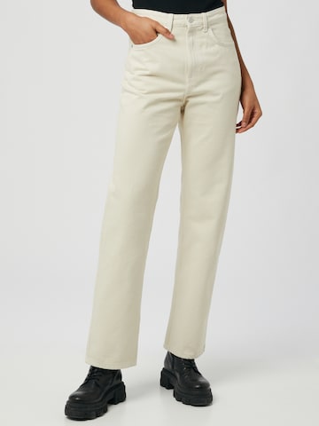 WEEKDAY Loosefit Jeans 'Rowe Extra High Straight' in Beige: voorkant