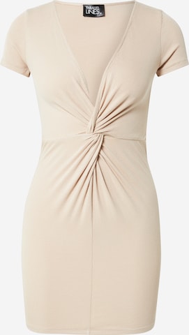 Parallel Lines Dress in Beige: front