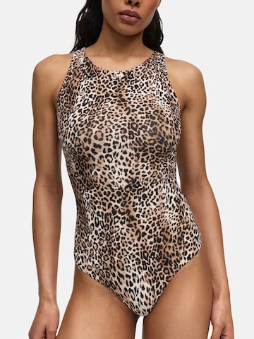 Body modelant 'Crew Neck Bodysuit String' cfab (formerly creamy fabrics) en marron