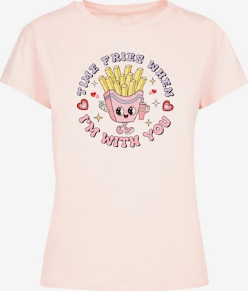 F4NT4STIC Shirt 'Time Fries when I am with you Valentinstag' in Roze: voorkant