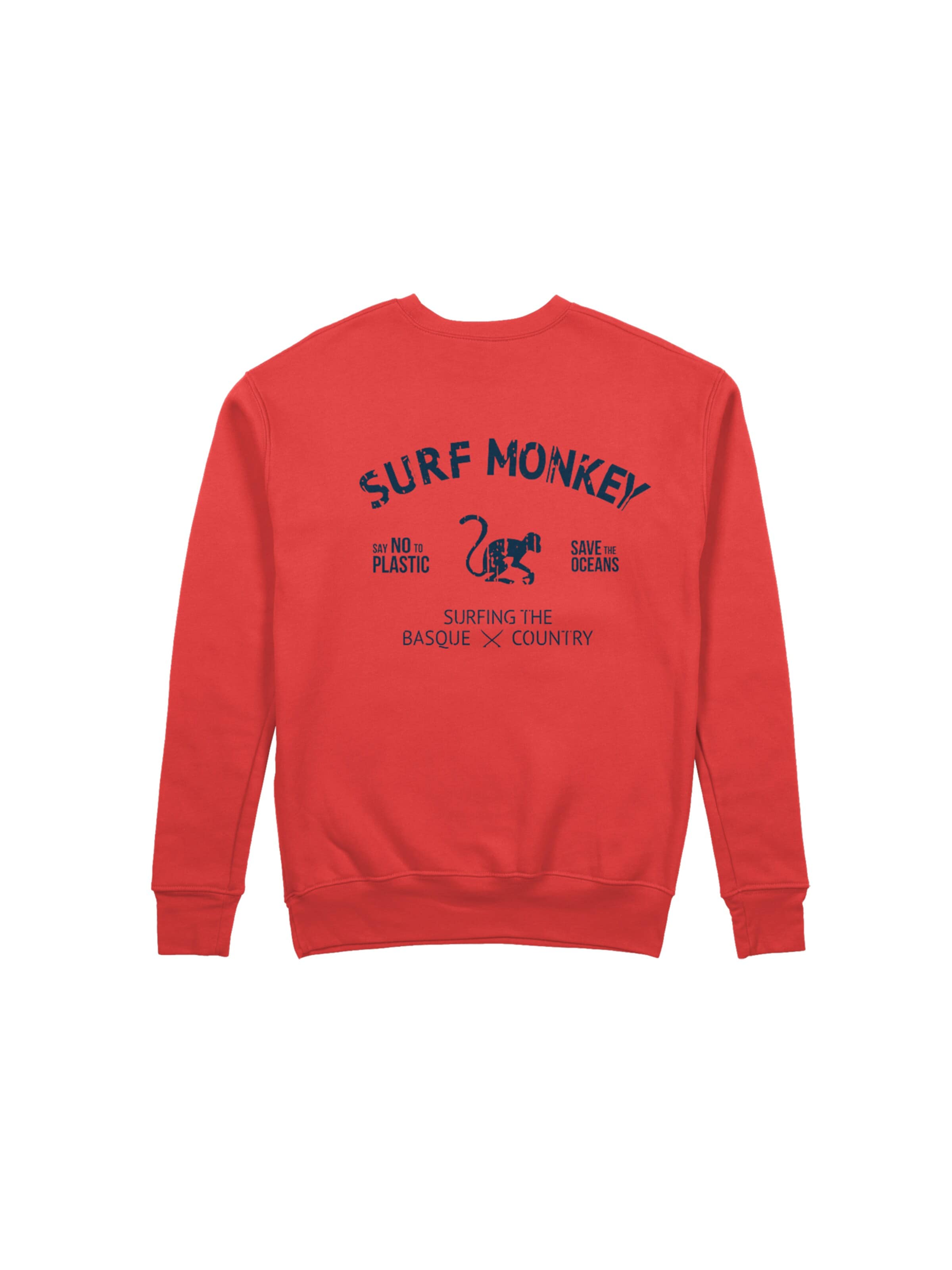 Surf Monkey - Sudadera 'Rette das Ozean' en rojo: frente