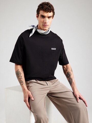 T-Shirt 'SLHNORMAN' SELECTED en noir : devant