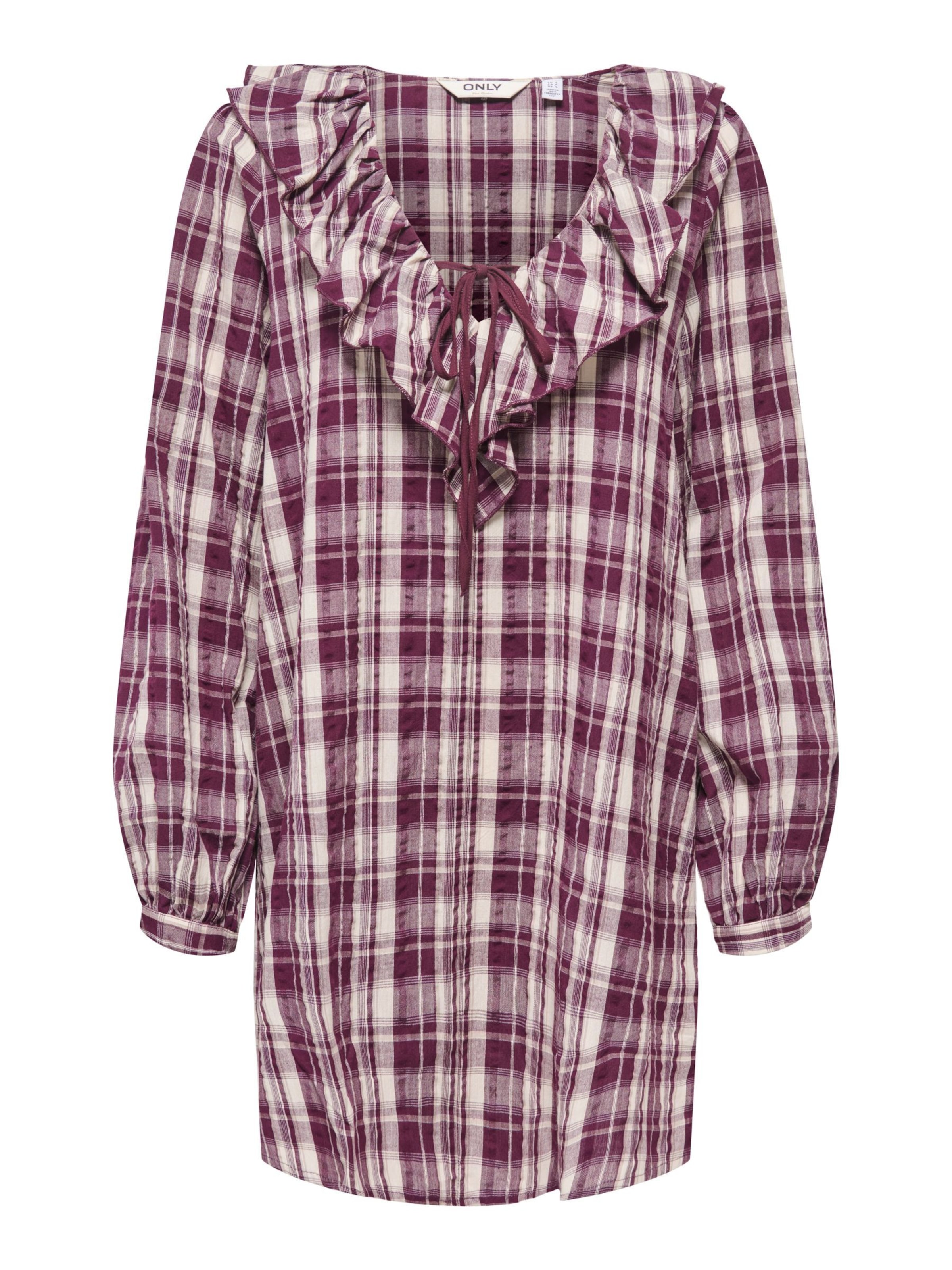 ONLY Robe-chemise 'ONLNimu' en 34 en bourgogne / blanc, Vue avec produit
