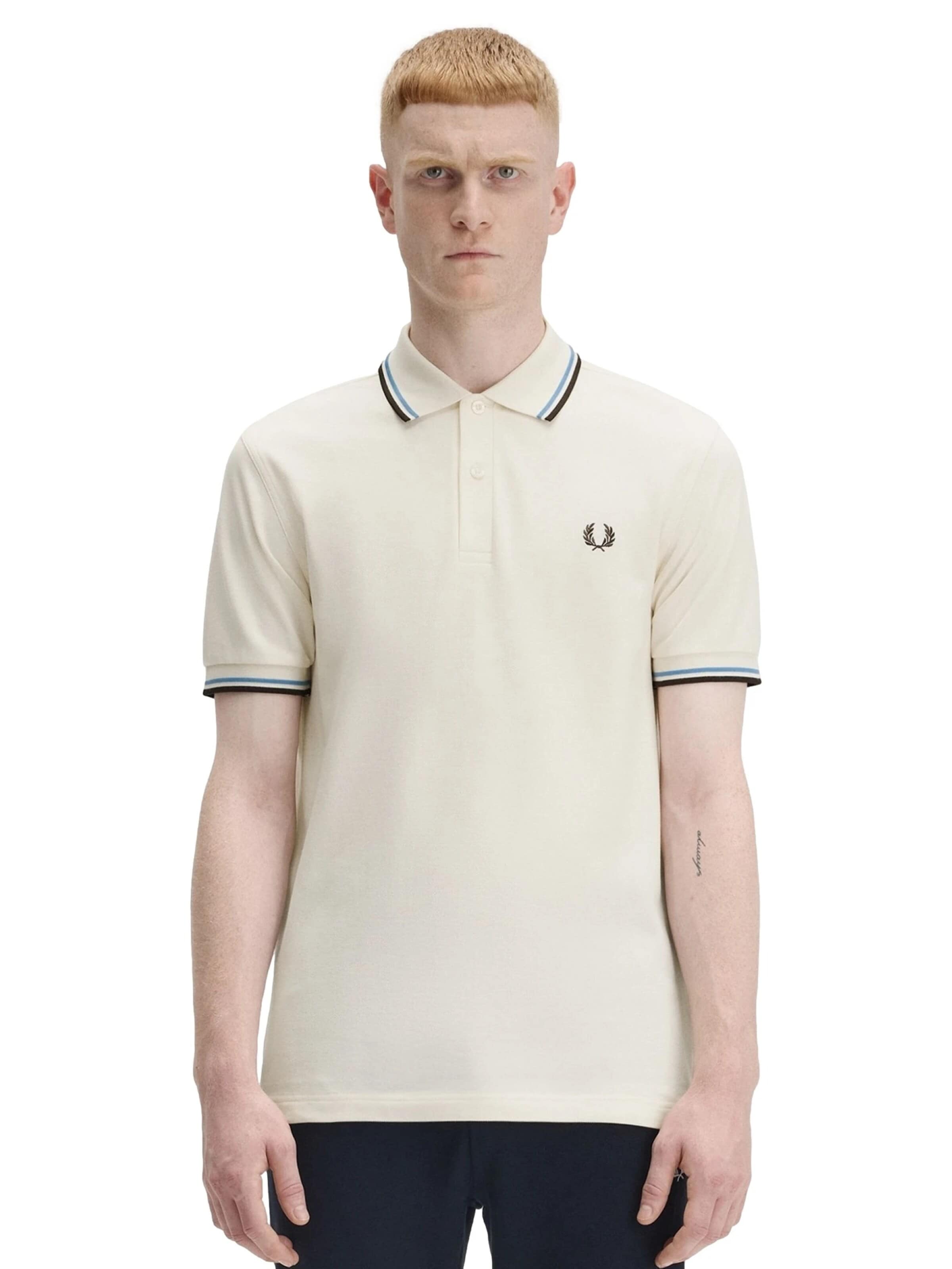 Fred Perry - Camiseta 'Polo fred perry beige/azul-negro twin tipped shirt' en beige