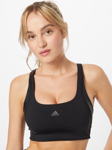 ADIDAS SPORTSWEAR Korzet Športová podprsenka 'Powerimpact Luxe Medium-Support Hiit' - Čierna: predná strana