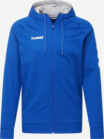 Hummel - Casaco de treino em moletão em azul: frente