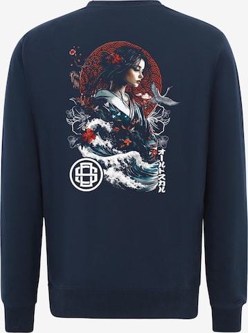 Oldskull Sweatshirt 'Asian Blossom Queen Logo Graphic' in Blau: Vorderseite
