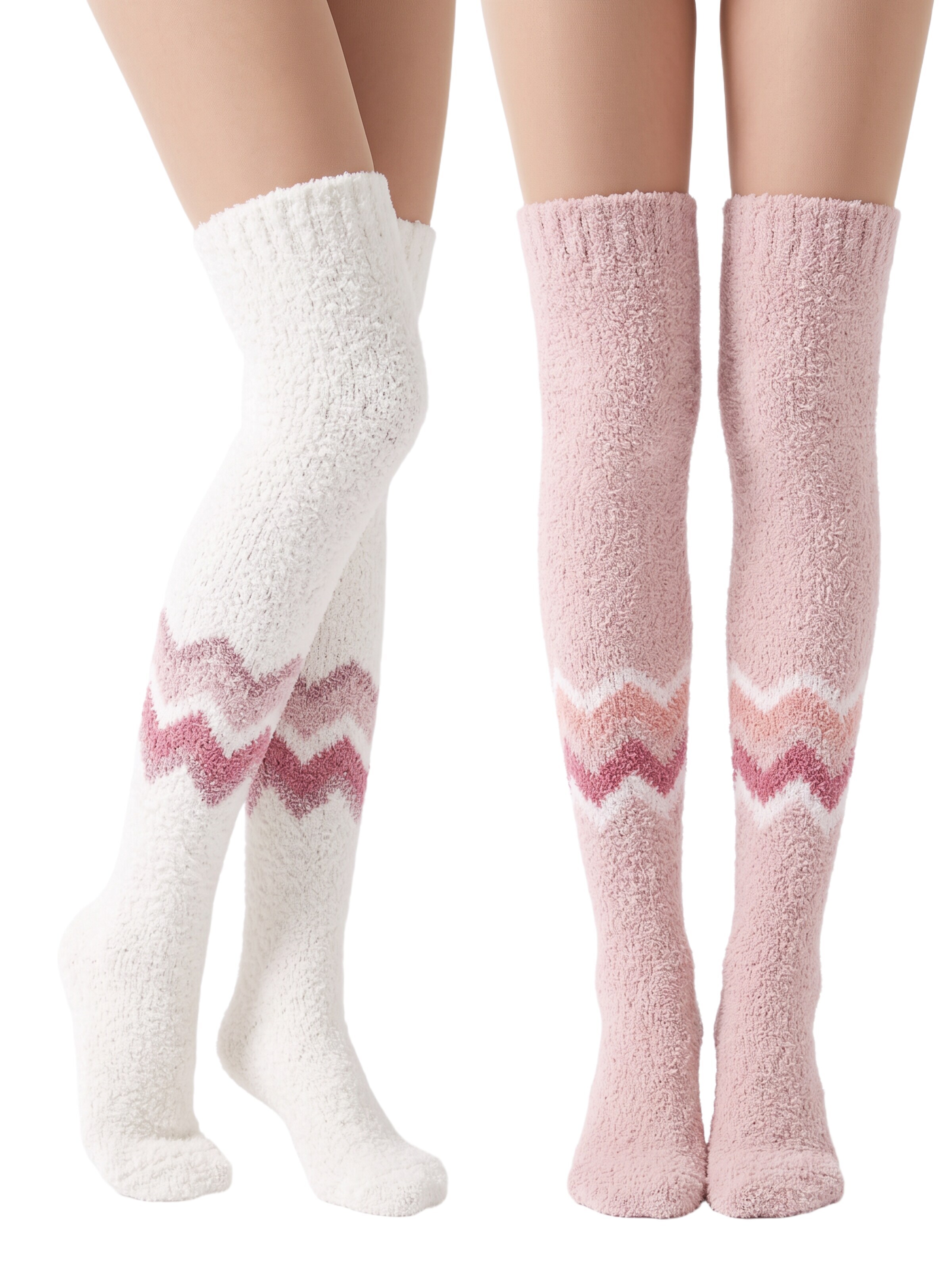 BONVERANO Over the Knee Socks in Brown