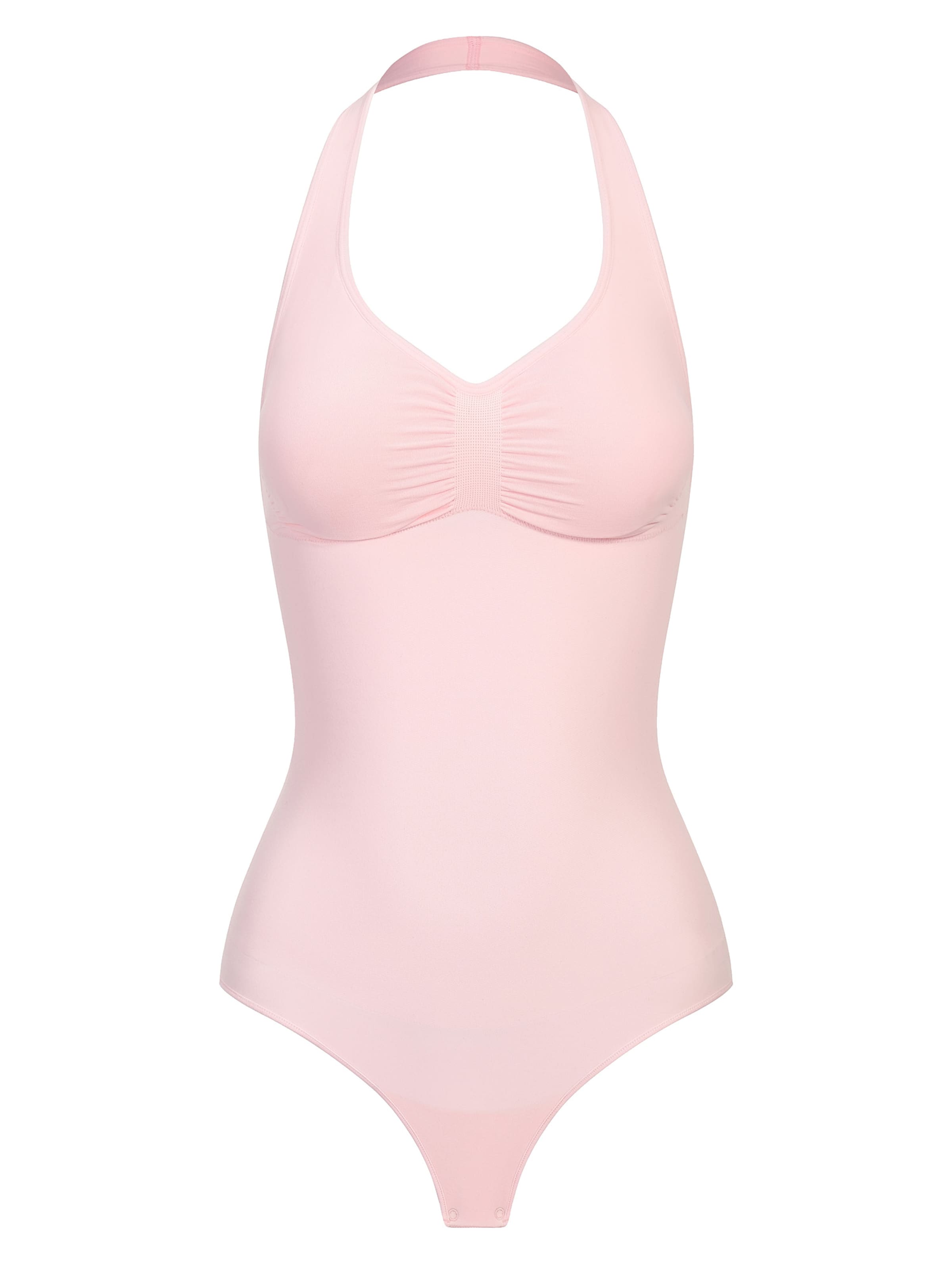 cfab (formerly creamy fabrics) Shaping bodysuit 'Neckholder Bodysuit Sculpting Shapewear with String' in Pink: front