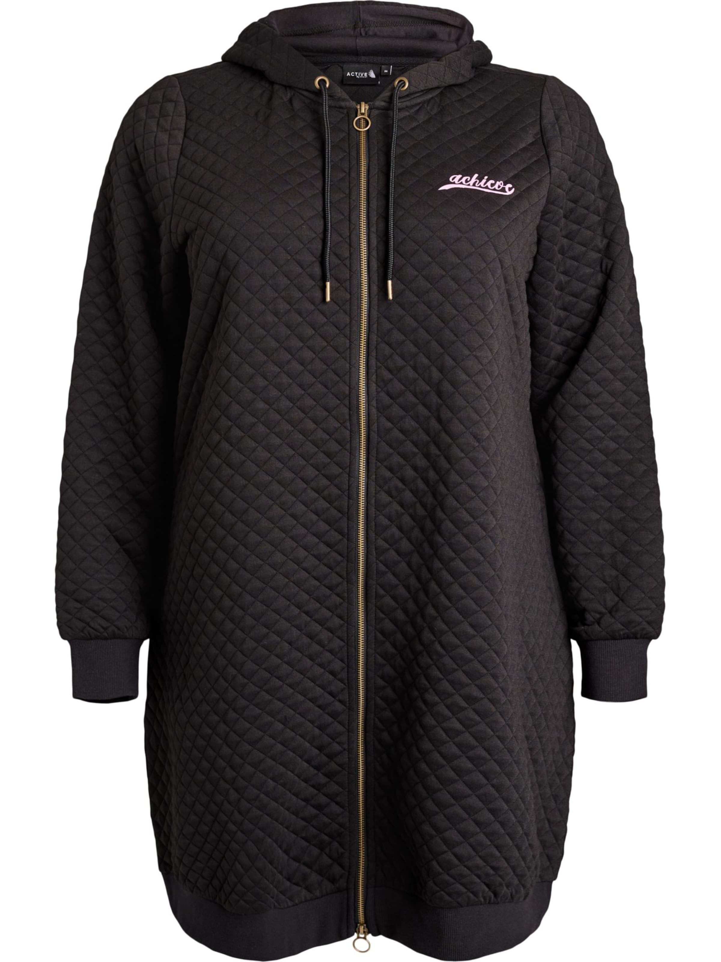 Active by Zizzi Вязаная кофта 'Aemana' в Черный: спереди