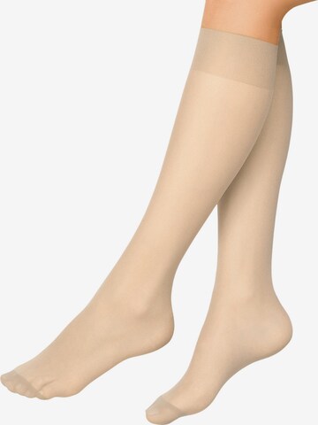 Chaussettes montantes ' 30 DEN ' Nur Die en beige : devant