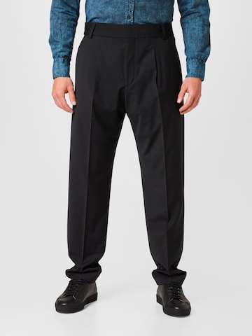 HUGO Red Regular Trousers with creases 'Felix' in Black: front