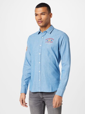 Coupe regular Chemise La Martina en bleu : devant