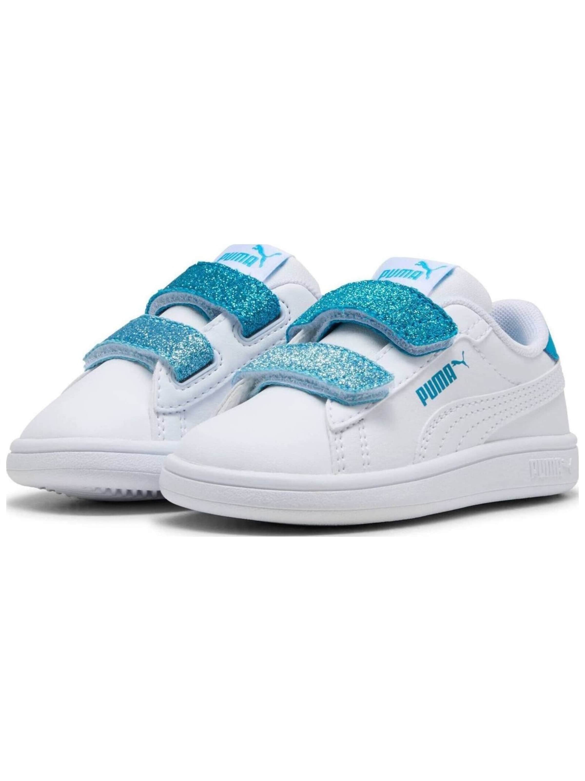 PUMA - Zapatillas deportivas 'Puma Smash 3.0 L Glitter Velcro V Inf Pu' en blanco