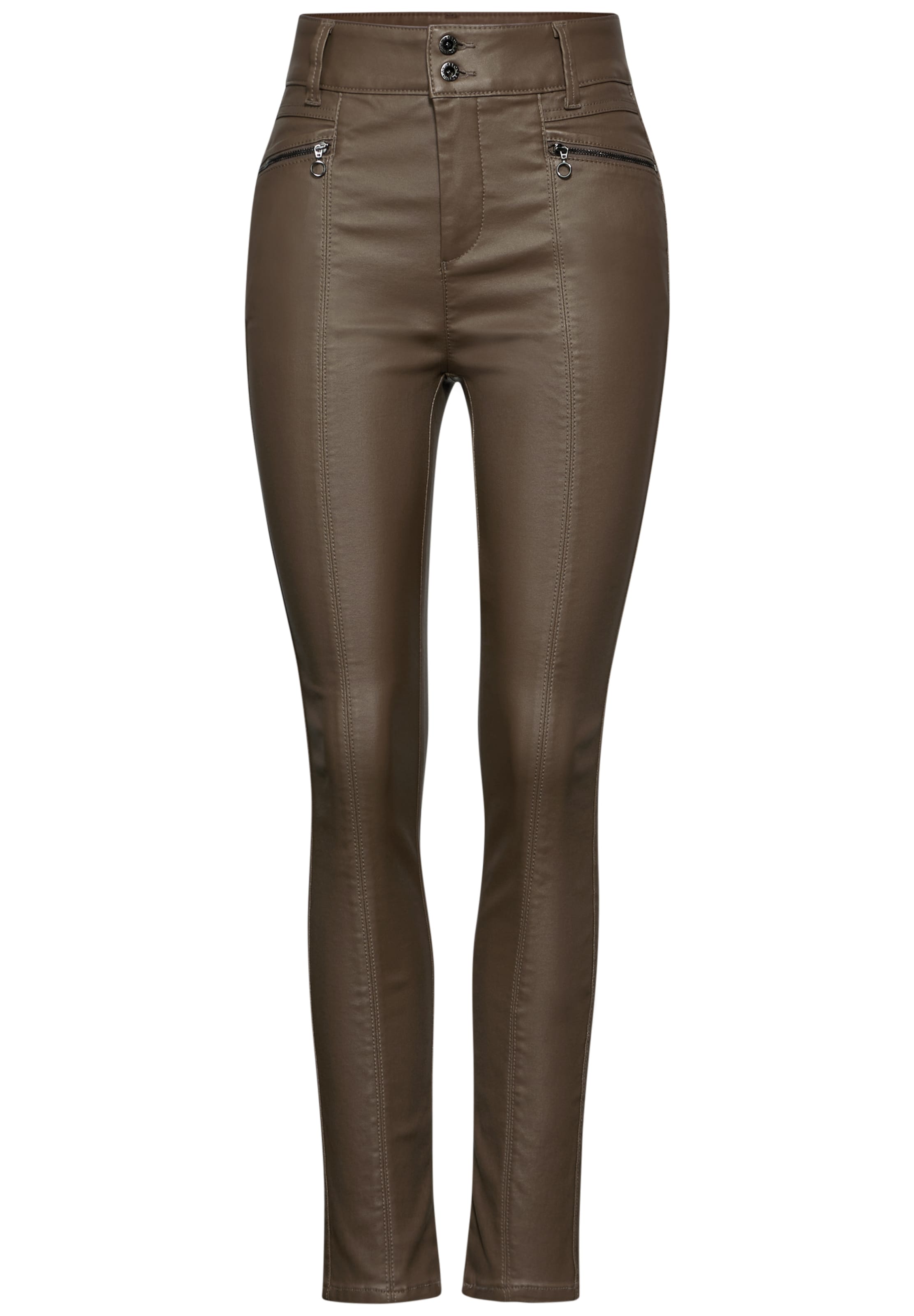Street One Studio Hose im Leder-Look in Braun: Vorderseite
