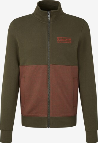 TOM TAILOR Zip-Up Hoodie in Green: front