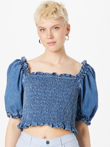 LEVI'S ® Blouse 'Rey Smocked SS Blouse' in Blue: front