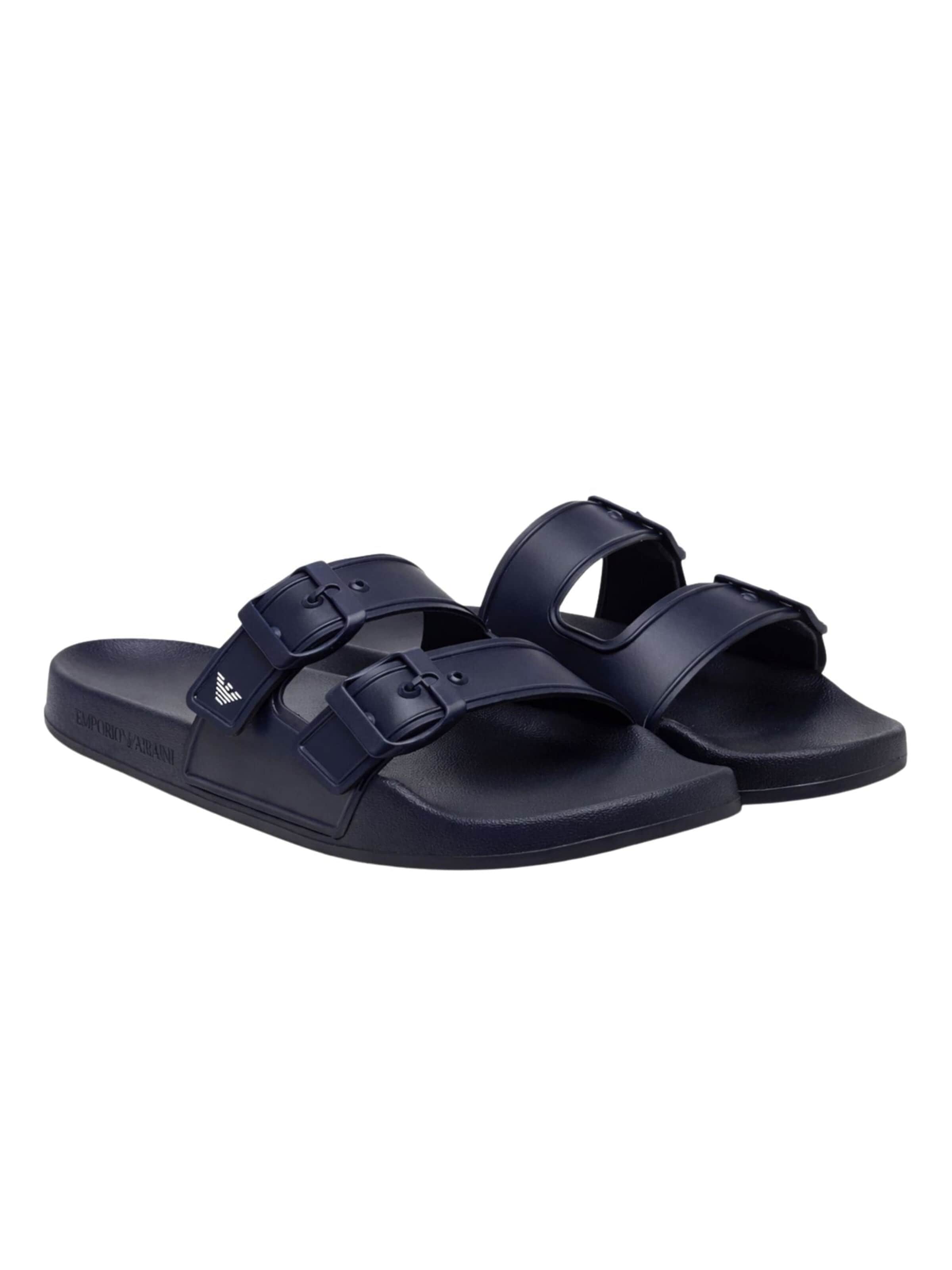 Zoccoletto '? Double-strap slide sandals with buckles' di Emporio Armani in blu