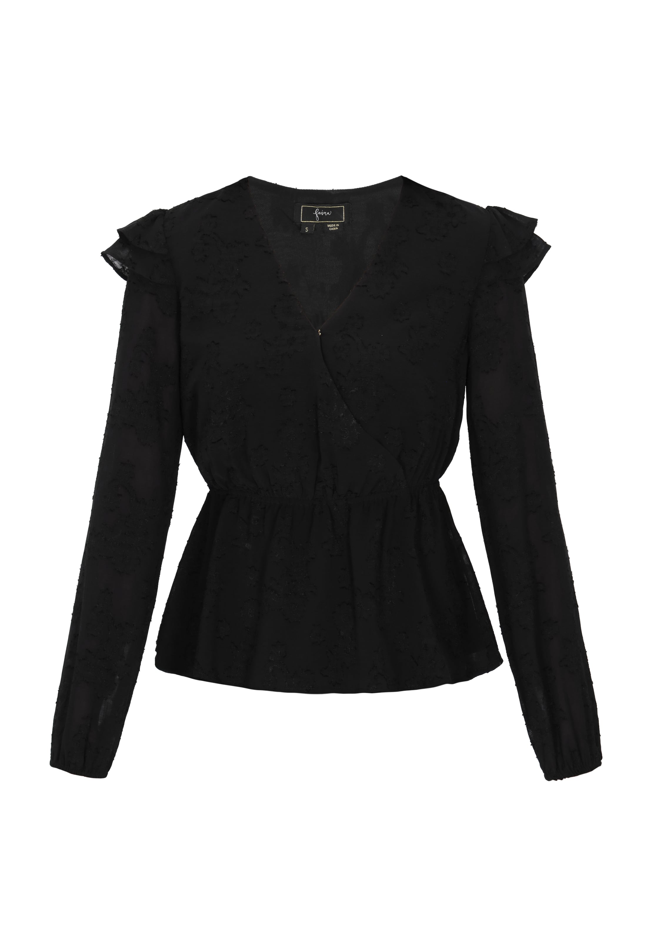 melns faina Blūze: no priekšpuses