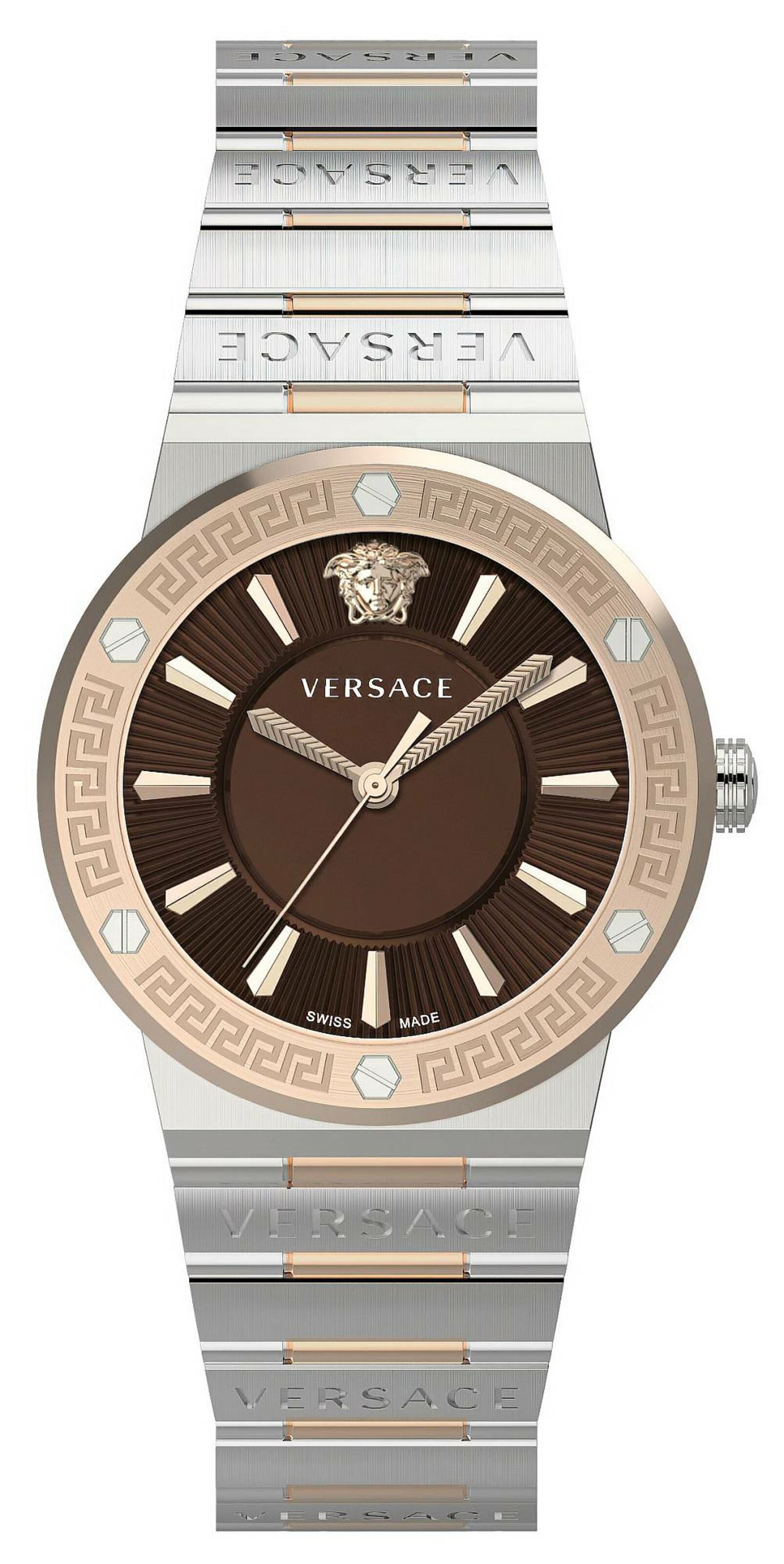 VERSACE Analoog horloge 'Greca Logo' in Bruin: voorkant