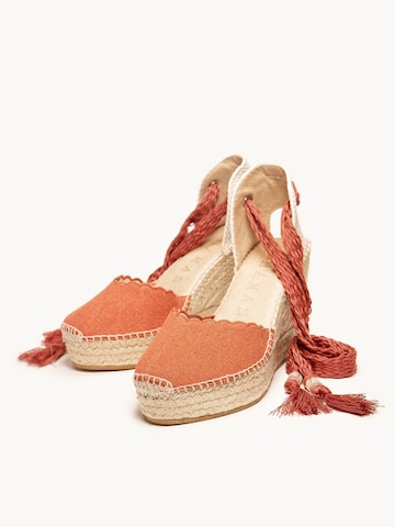 Alhamas - Sandalias 'Alpargata Cuña 10 cm' en naranja