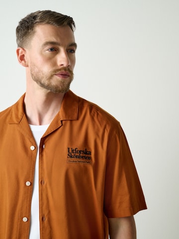 Next Regular fit Button Up Shirt in Brown