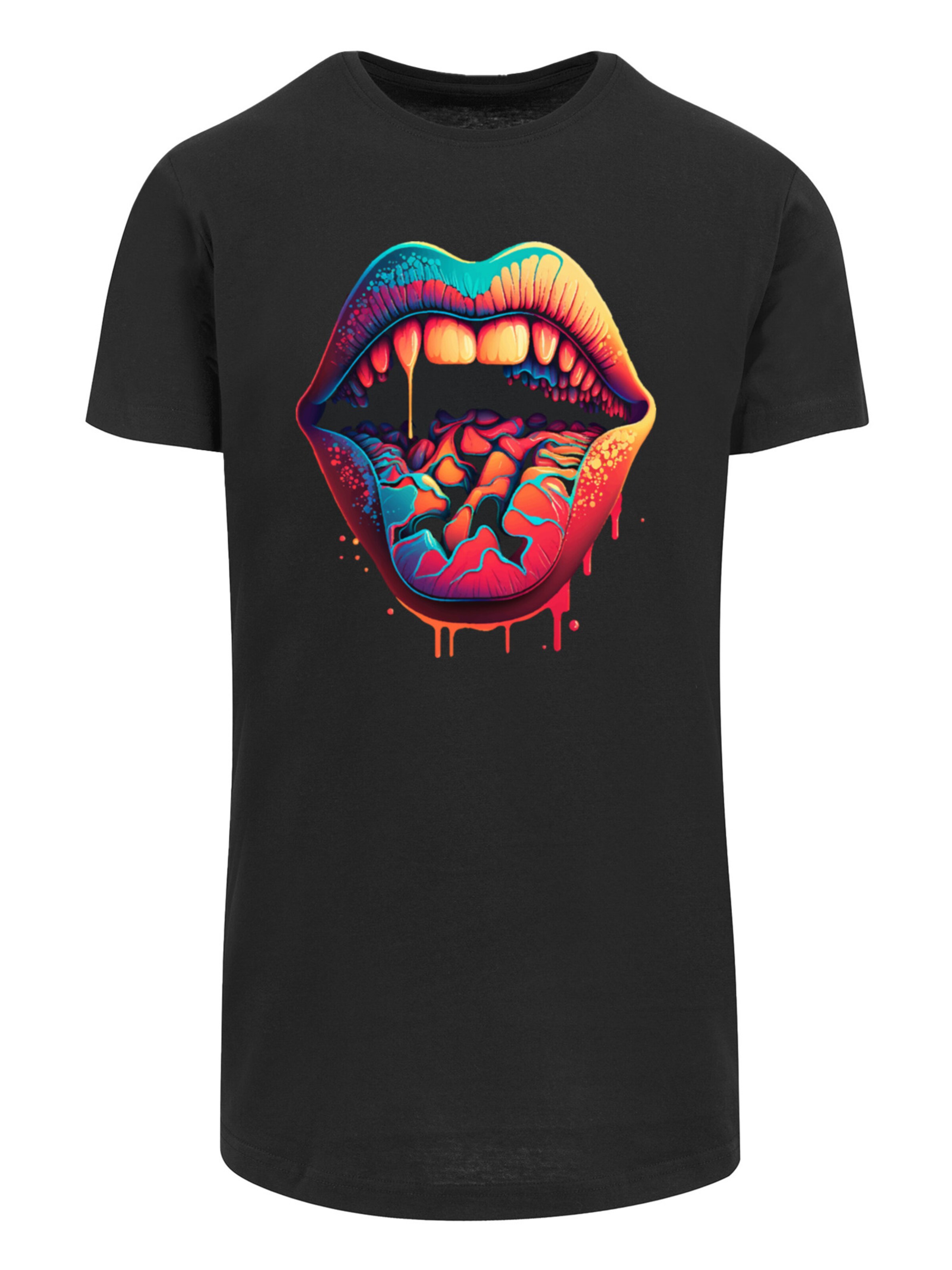 F4NT4STIC Shirt 'Drooling Lips' in Black: front
