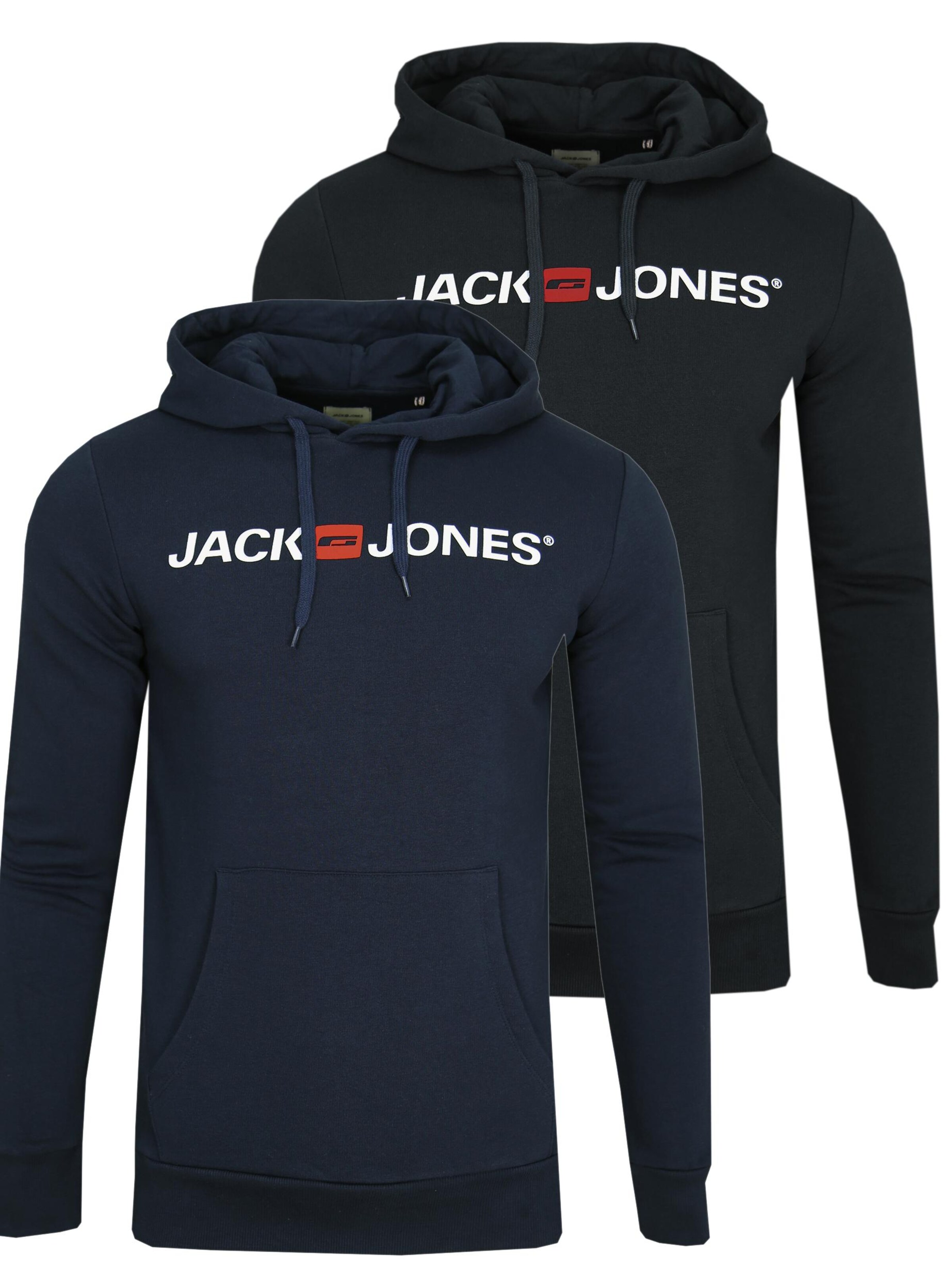 JACK & JONES Sweatshirt 'JACK & JONES Male Hoodie 2er-Pack Logo Print' in Black: front