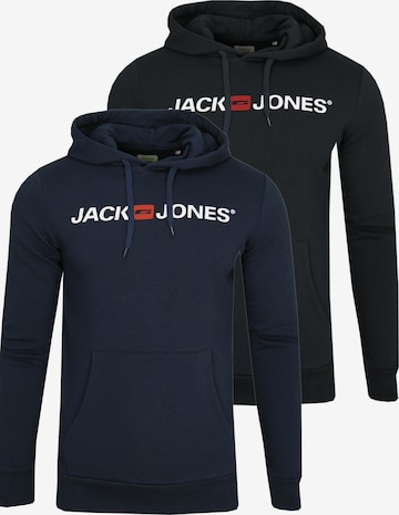 JACK & JONES Sweatshirt 'JACK & JONES Male Hoodie 2er-Pack Logo Print' in Black: front