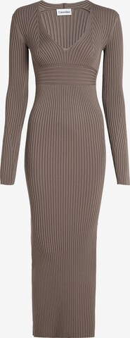 Calvin Klein Knitted dress in Brown: front