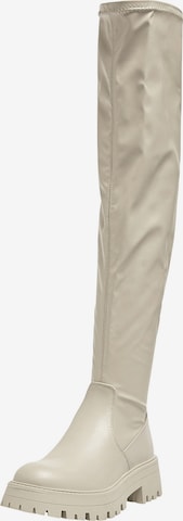 Pull&Bear Overknee laarzen in Beige: voorkant