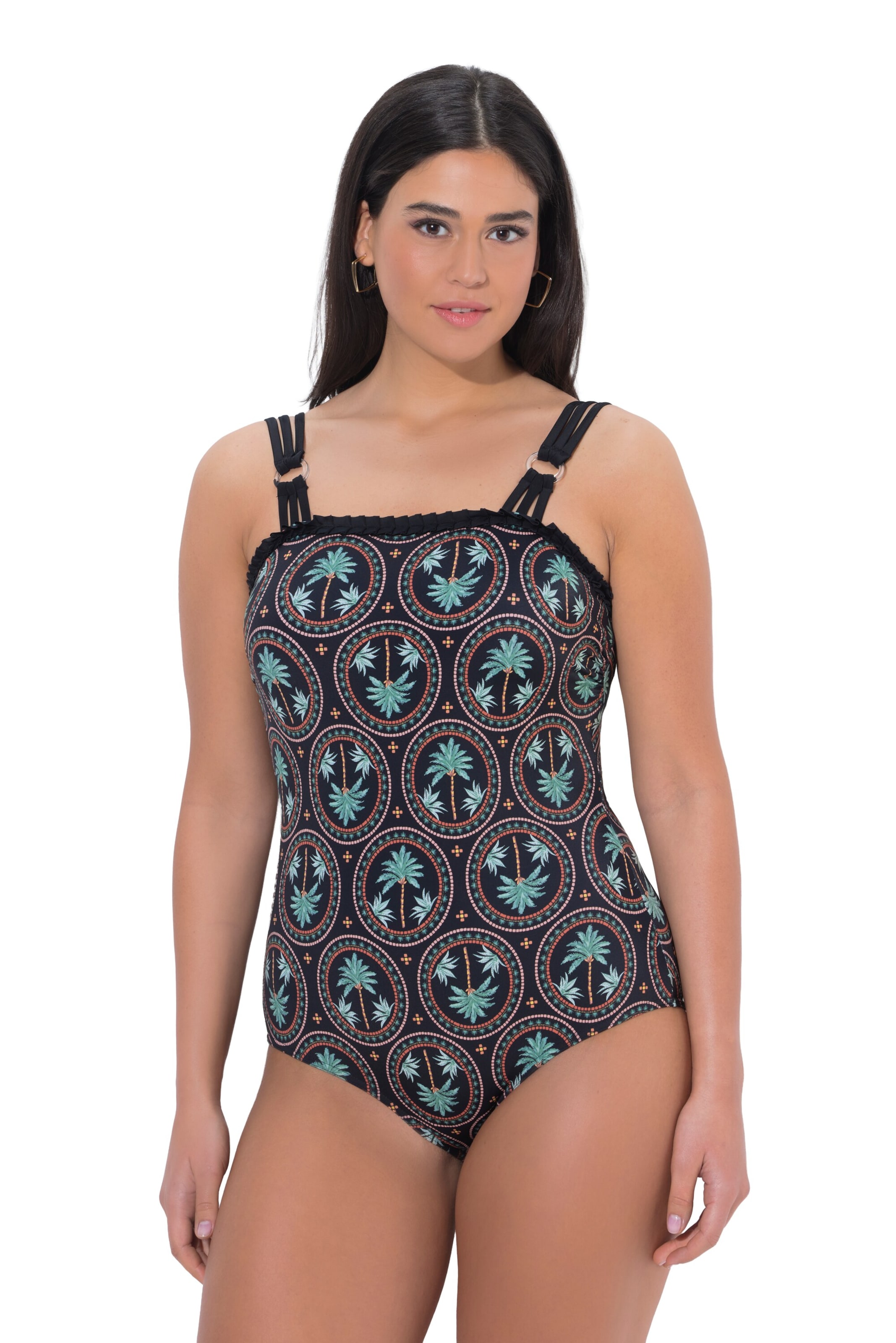 Ulla Popken Badeanzug in Schwarz: Vorderseite