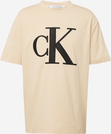 T-Shirt Calvin Klein Jeans en beige : devant